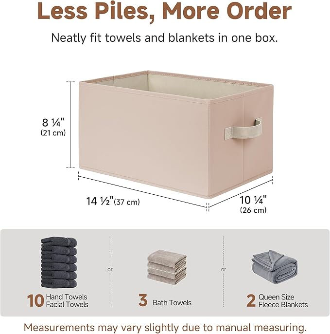 StorageWorks Storage Baskets for Shelves, Foldable Fabric Closet Storage Bins with Handles, Fabric Storage Bins Clothes Organizer, Light Brown, 3-Pack, Large