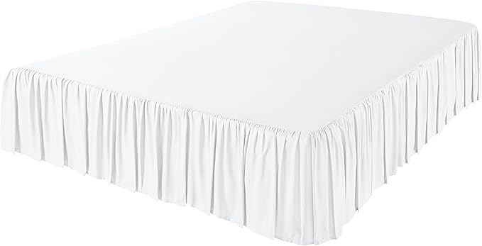 Amazon Basics Lightweight Ruffled Bed Skirt, Classic Style, Soft and Stylish 100% Microfiber With 16" Drop, Full, White, Solid