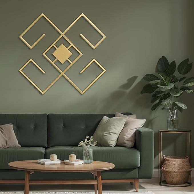 SIGNLEADER Metal Wall Decor Folk Symbol Minimalist Modern Luxury Wall Sculpture Hangings 3D Statue Home Decoration for Living Room, Bedroom, Bathroom, Kitchen, Fireplace, Office - 24" Gold