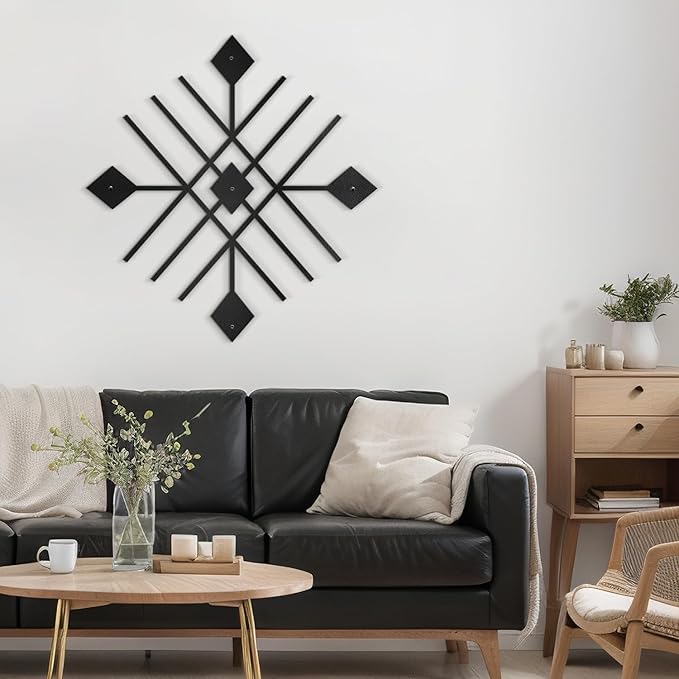 SIGNLEADER Metal Wall Decor Folk Symbol Mystery Minimalist Modern Luxury Wall Sculpture Hangings 3D Statue Home Decoration for Living Room, Bedroom, Bathroom, Kitchen, Fireplace, Office - 18" Black