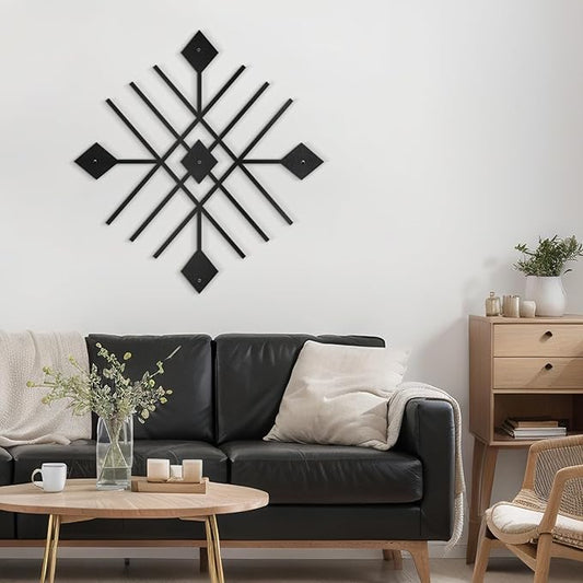 SIGNLEADER Metal Wall Decor Folk Symbol Mystery Minimalist Modern Luxury Wall Sculpture Hangings 3D Statue Home Decoration for Living Room, Bedroom, Bathroom, Kitchen, Fireplace, Office - 24" Black