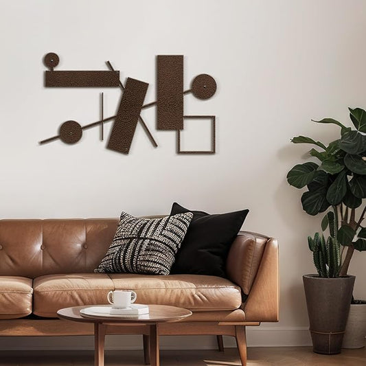 SIGNLEADER Metal Wall Decor Rectangles Abstract Picasso Minimalist Modern Luxury Wall Sculpture Hangings 3D Statue Home Decoration for Living Room, Bedroom, Bathroom, Kitchen, Fireplace, Office - 24" Bronze
