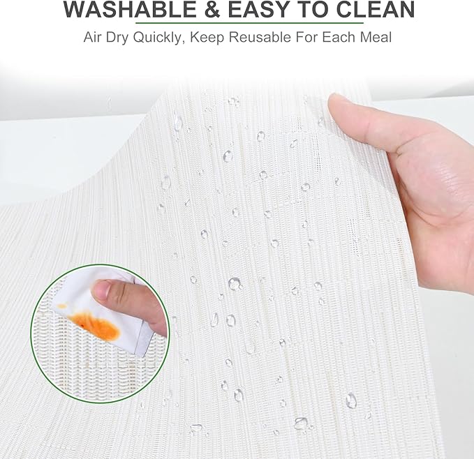 BETEAM Placemats Set of 8, Woven Vinyl Placemat for Dining Table Washable Wipeable Kitchen Place Mats Durable Indoor Outdoor Table Mats