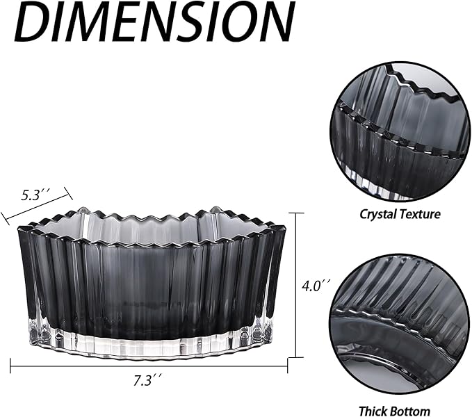 MCMCNCUIU Crystal Vases for Centerpieces, Flower Vases for Wedding Centerpieces, Black Glass Vase for Flowers, Curve Small Vase for Living Room, Bedroom, Kitchen, Dining Table, Set of 2