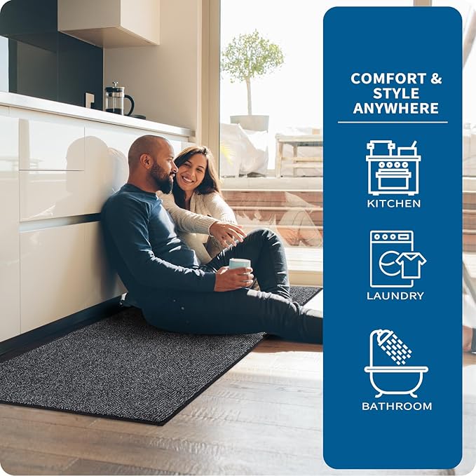 PURRUGS Machine Washable Kitchen Runner Rug 2ft x 7ft, Non-Slip/Skid Hallway Runner Rug, Super Absorbent Soft Area Rug for Hallway, Kitchen & Laundry, Rolled Packaging, Charcoal
