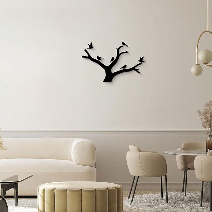 GlintHome Outdoor Metal Wall Art Sculptures - Birds on Branch Silhouette Wall Decor Hanging Wall Sculpture for Home Balcony Garden