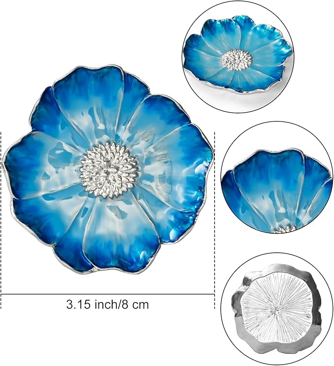 LARAINE Jewelry Dish Display Trinket Tray Flower Home Decorative Organizer Gift Necklace Earring Rings Holder Storage 3.15" (3 Piece Set)
