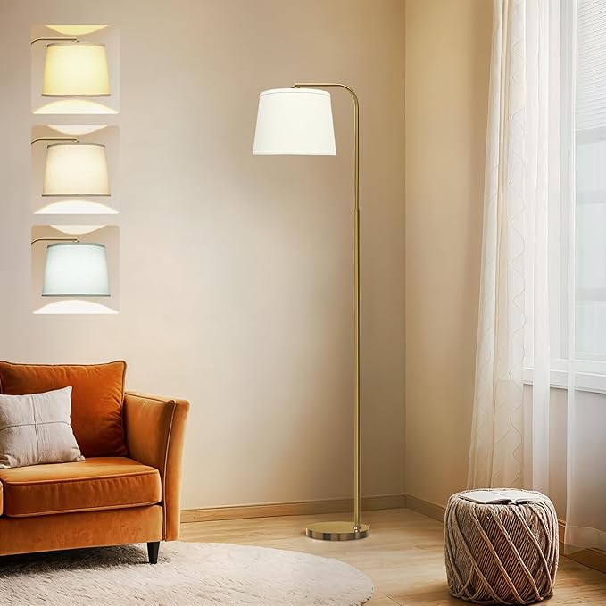 AKASUKI Floor Lamp for Living Room with 3 Color Temperatures, Foot Switch Standing Lamps for Living Room, Bedroom, Office, Arc Mordern Floor Lamp with 9W LED Bulb Included