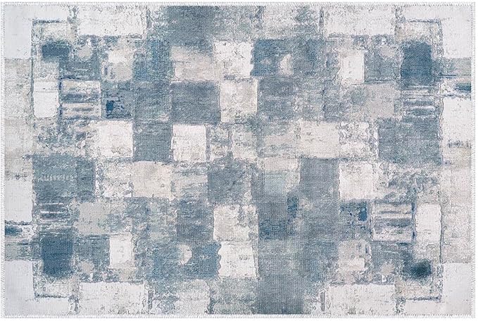 Beverly Rug Modern Abstract Entry Rug 2x3 Luxury Ultra Soft Vintage Indoor Area Rugs for Living Room Stain Resistant Non Shedding Indoor Carpet Alfombras para Salas Modernas (2 x 3 Navy Blue)