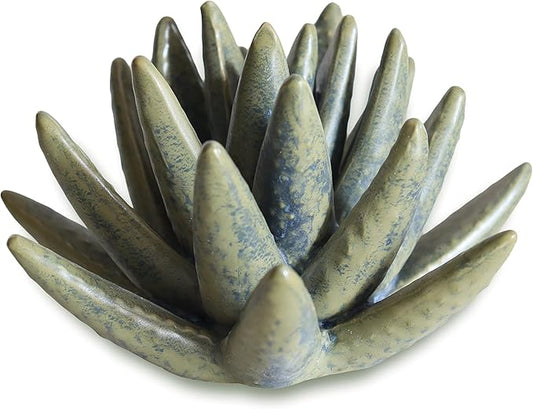 Ceramic Succulent Flowers Table Top with Stable Base, 3D Handmade Tablescape Decorative (Cactus)