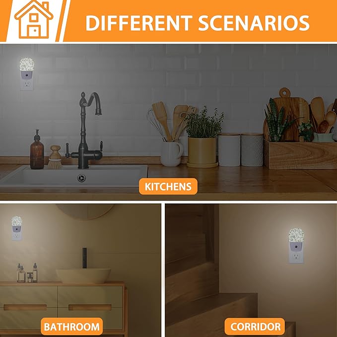 Green Eucalyptus Leaf Night Light,Night Lights Plug into Wall with Dusk to Dawn Sensor,Lamp for Bedroom Bathroom Hallway Nightlight for Women Girls