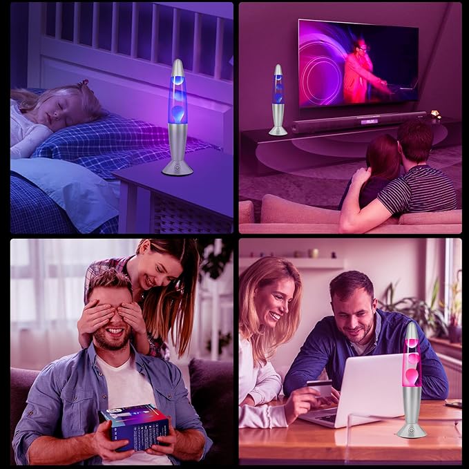 17 Color Changing LED Liquid Motion Lamp: 16 inches Night Lights with Remote Control, Home Decoration Mood Lighting, Christmas Gifts Table Lamp for Adults and Kids Bedroom,White Wax