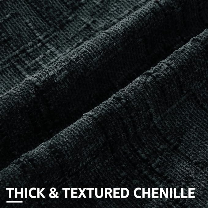 decorUhome Spring Black Chenille Euro Sham Throw Pillow Covers 22x22 Set of 2 Textured Slubby Couch Pillow Covers Farmhouse Accent Modern Neutral Decorative Pillow Cases for Bed Sofa Living Room