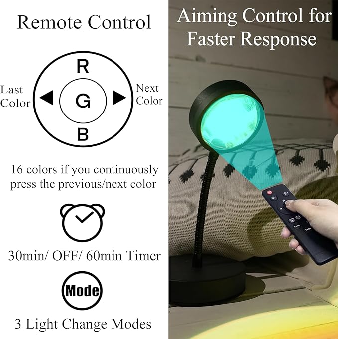 Sunset Lamp Projector Led Lights for Bedroom Night Light RGB Lights Sun Sunlight Sunrise Lamp 10w 360° Rotation Mood Lighting Home/Room Decor Christmas Gifts for Women,Tabletop Multicolor