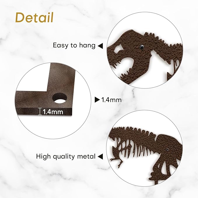 SIGNLEADER Metal Wall Art Decor Dinosaur Skeleton Minimalist Modern Abstract Wall Sculpture Hangings Home Decoration for Living Room, Bedroom, Bathroom, Kitchen, Outdoor - 18" Bronze