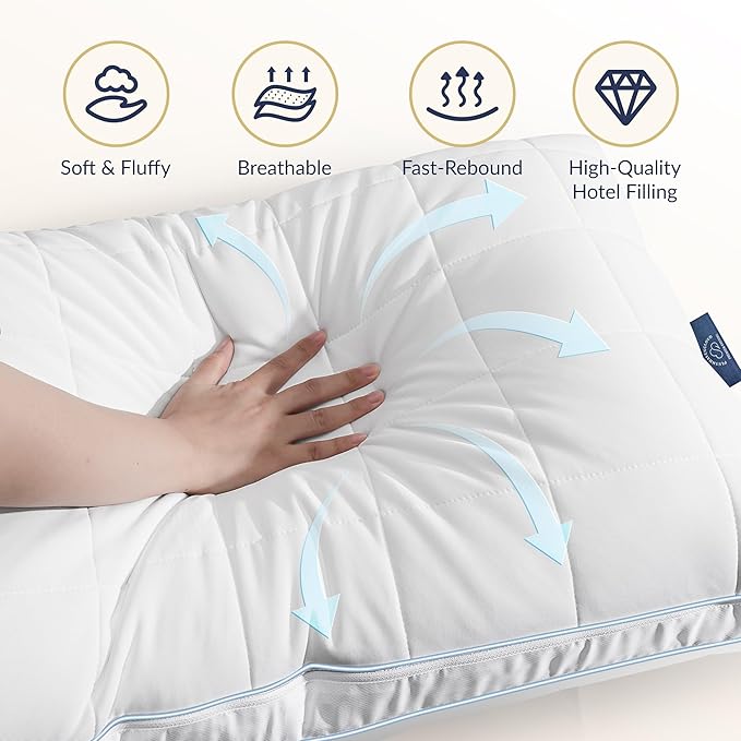 PlushHavenCloud 3-in-1 Adjustable Pillows Bed Pillow - Hotel Pillow King Size Pillow for Sleeping with 3 Removable Inserts, Assemblable Height & Soft Firm Pillows for Back, Stomach or Side Sleepers