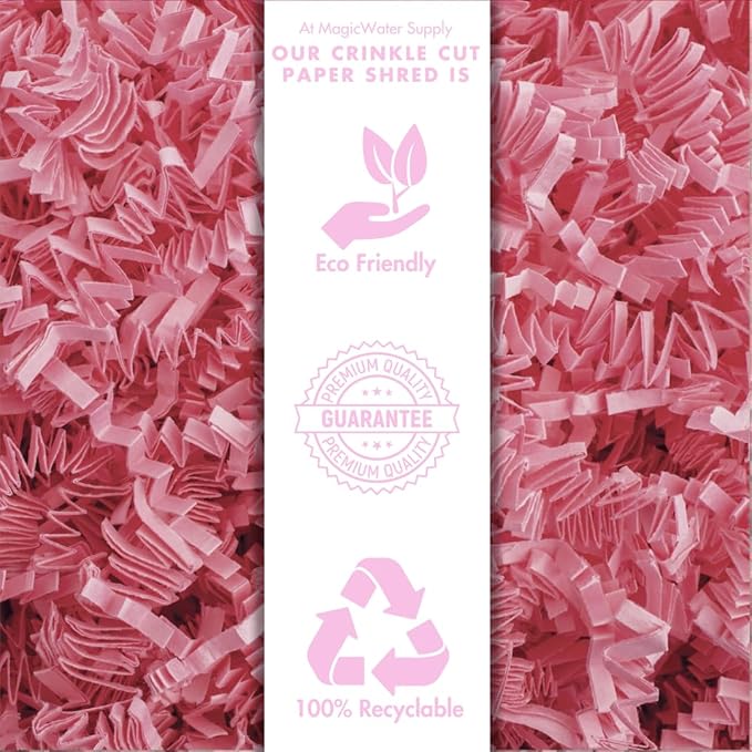 MagicWater Crinkle Cut Paper for Gift Baskets - 2LB - Light Pink - Perfect for Shredded Paper Filler, Basket Filler, Gift Boxes, Bridesmaid Gifts, Christmas Stuffers & More – Ideal for All Occasions