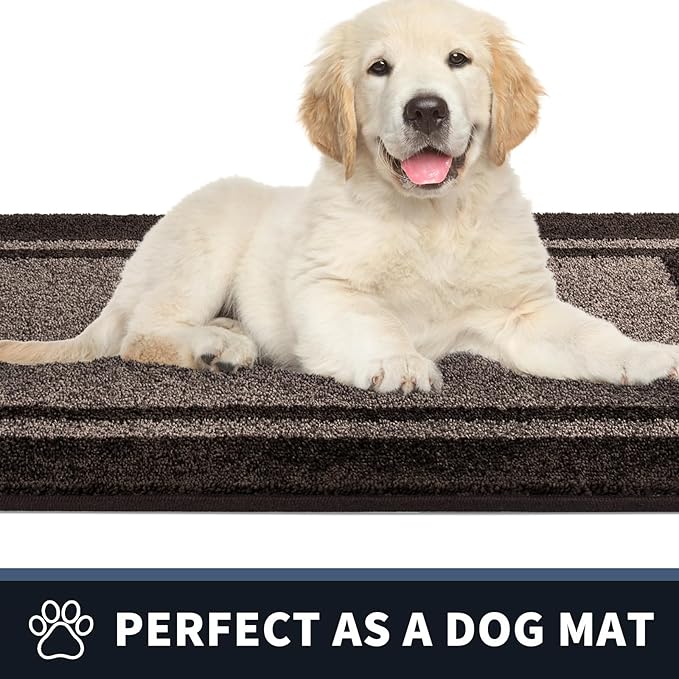 PURRUGS Dirt Trapping Door Mat 20" x 32", Non-Slip Machine Washable Entryway Rug, Entrance Mat, Indoor Front Door Mat, Super Absorbent Entry Rug for Muddy Shoes & Paws, Grayish Brown & Coffee