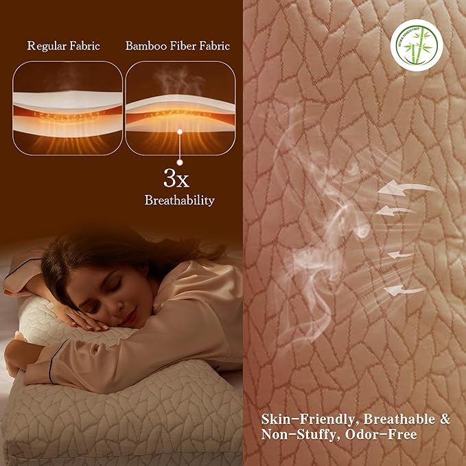 Luneast Memory Foam Pillows for Sleeping Adjustable Breathable Bed Pillow for Side, Back, and Stomach Sleepers Washable Pillow Cover Stardust King Size 18x34IN