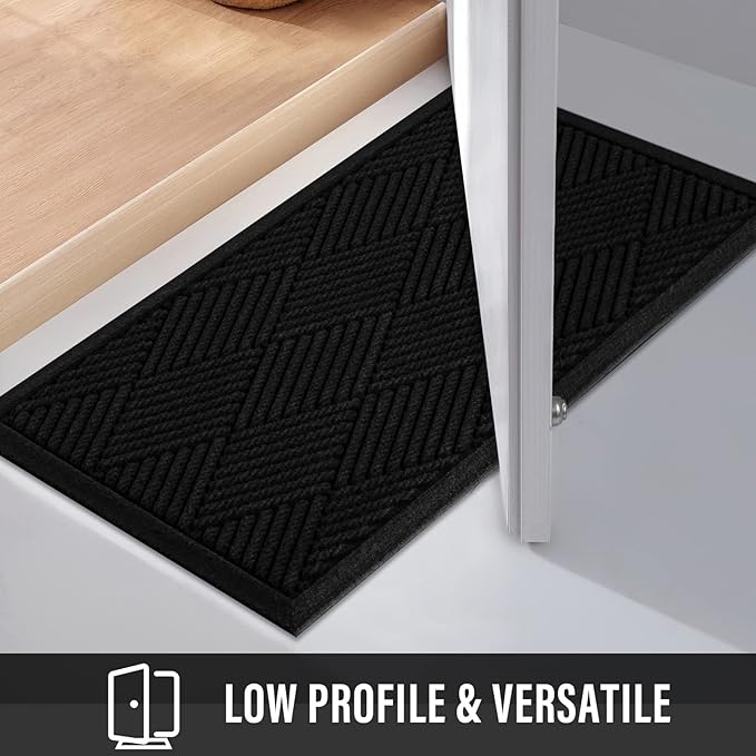 HIYARD Sturdy Front Door Mat, Absorbent Muddy Dirt Resist Welcome Door Mats Outdoor Indoor, Stain and Fade Resistant, Non-Slip Rubber Backing Low Profile Doormat for Entryway, 72×24, Black