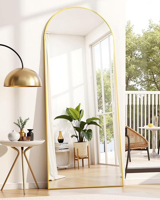 Suidia Arched Full Length Mirror, 71"x26" Floor Mirror Freestanding, Floor Standing Full Body Mirror with Stand for Bedroom, Hanging Leaning Mounted for Living Room Cloakroom, Gold