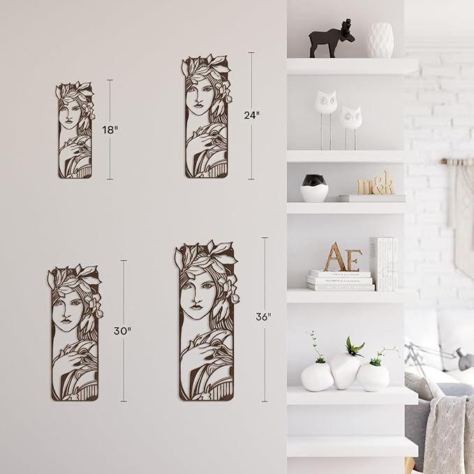 SIGNLEADER Metal Wall Art Decor Women and Flower Modern Abstract Wall Sculpture Hangings Home Decoration for Living Room, Bedroom, Bathroom, Kitchen, Outdoor - 18" Bronze