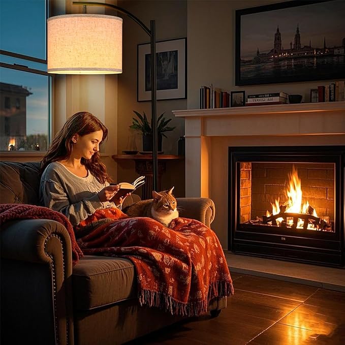 HoperBriwght Floor Lamp for Living Room, Standing Lamp, Floor Lamp with Linen Lampshade for Home Décor, Office, Bedroom (Bulb Included)