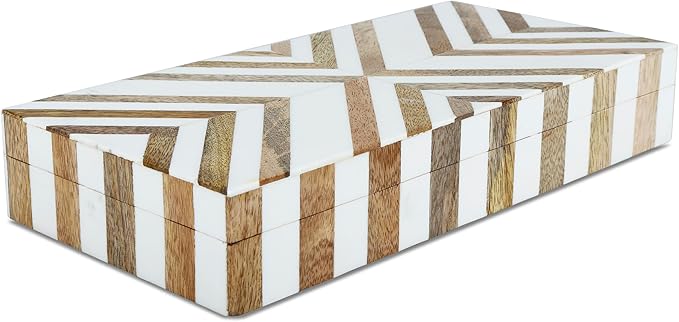 Handicrafts Home Decorative Storage Box 10x4.5 – Remote Control Holder, Jewelry Organizer, Modern Decorative Box with Lid, Boho Chic Home Décor Accent, Vintage Memory Box for Living Room Shelf Décor