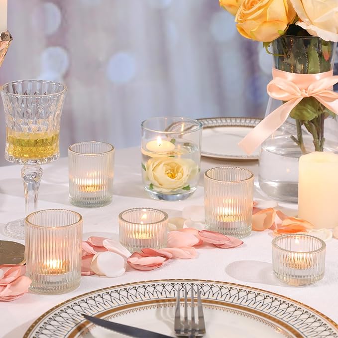 10pcs Assorted Clear Votive Candle Holders for Wedding Centerpiece, Clear Tea Light Candle Holders, Glass Candle Holder for Table Centerpiece, Wedding, Home and Party Decorations