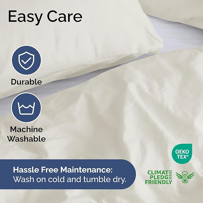 Duvet Cover Queen Size Set - Extra Soft Queen Size Duvet Cover 90 x 90 with 2 Pillow Shams - Hotel Luxury, Easy Care and Fade Free with Zipper Closures & Ties - Comfy, Breathable Bedding Set (Ivory)