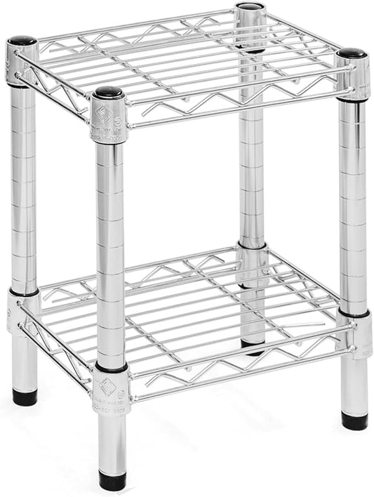 Shelving Inc. 8" d x 12" w Chrome Wire Shelving with 2 Tier Shelves, Weight Capacity 800lbs Per Shelf