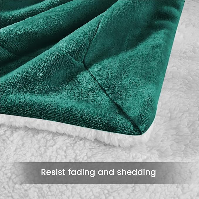 MOONLIGHT20015 Sherpa Throw Blanket - (Emerald Green, 50X60 Inches) Soft and Warm Blankets for Winter Thick, Fluffy and Plush Blanket for Bed, Sofa, Camping and Travel