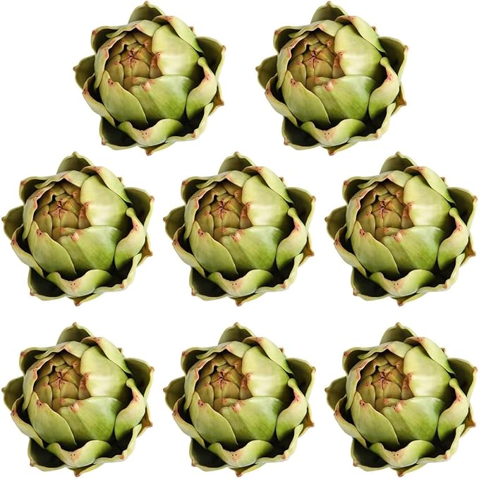 Large Green Artificial Artichokes Fruits - Fake Fruits and Realistic Vegetables for Kitchen Bowl and Vase Filler Decorations (8)