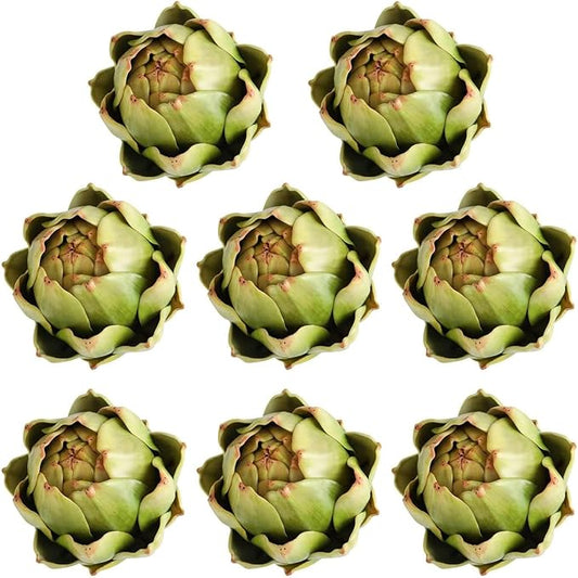 Large Green Artificial Artichokes Fruits - Fake Fruits and Realistic Vegetables for Kitchen Bowl and Vase Filler Decorations (8)