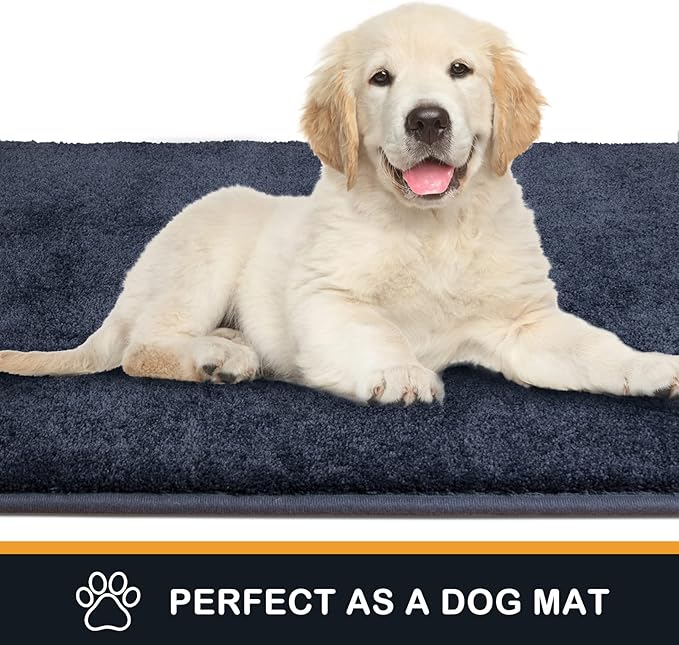 PURRUGS Dirt Trapping Door Mat 24" x 59", Non-Slip Machine Washable Entryway Rug, Dog Doormat, Indoor Front Door Mat, Super Absorbent Entry Rug for Muddy Shoes & Paws, Navy Blue