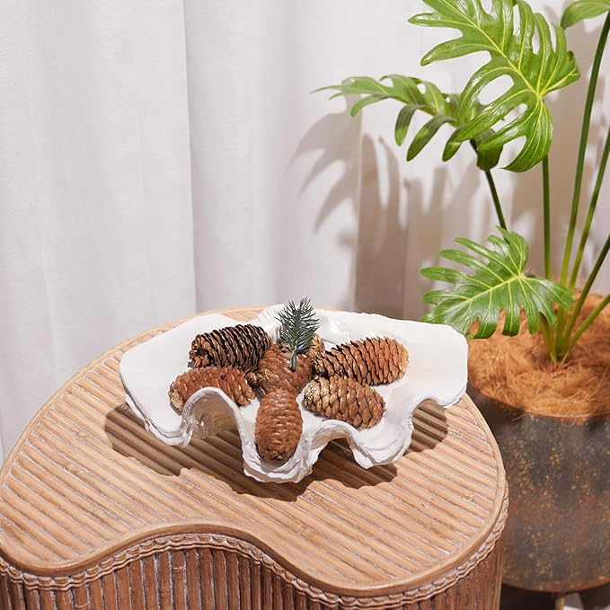 Decorative Bowl Entryway Table Decor - Resin Clam Shells Bowls Seashell Beach Console Table Home Decor Accents for Ocean Themed Living Room Coffee Table Decor 9 * 6 * 3.5 Inch