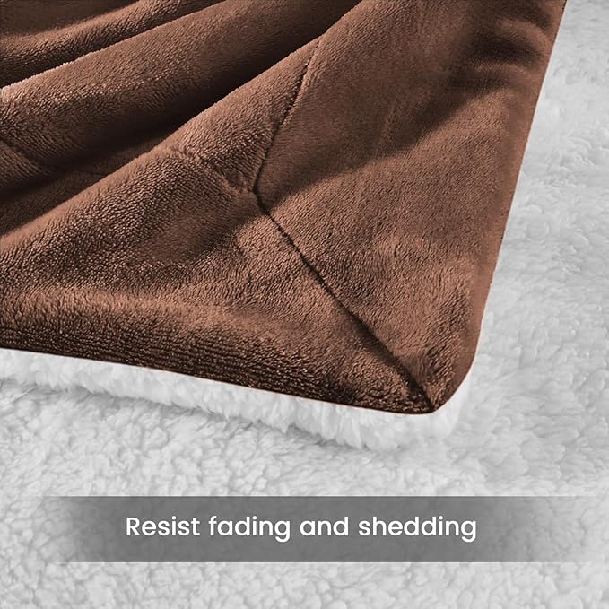 MOONLIGHT20015 Sherpa Fleece Twin Blanket - (Coffee, 60X80 Inches) Warm and Fluffy Blankets for Winter - Reversible Thick and Cozy Twin Size Blankets for Bed, Camping and Travel