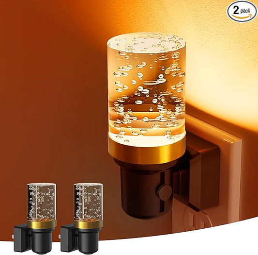 L LOHAS LED Night Light, Dimmable Night Lights Plug into Wall, 2 Pack Automatic Night Lights with Auto Light Sensor, Adjustable Brightness 1800K Amber LED Night Light, for Bedroom Hallway Home