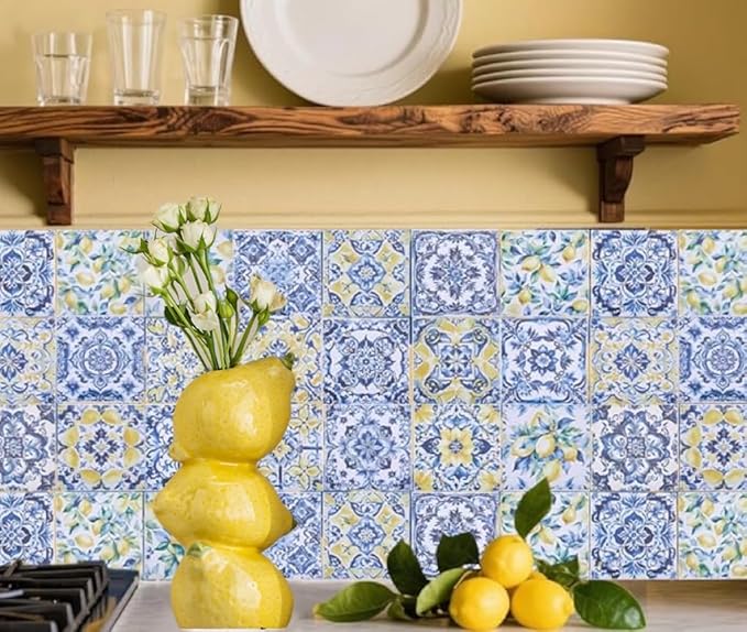 Amalfi Coast Lemon Figurine Decor, Tall Yellow Ceramic Bud Vase Dining Table Centerpieces for Home and Kitchen, Spring Summer Home Decorations, Capri Mediterranean Decoration for Italian Themed Party