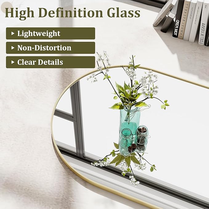 HARRITPURE 68"x22" Arched Full Length Mirror, Free Standing/Hanging/Leaning Full Body Mirror with Stand, Large Modern Arch Floor Mirror for Bedroom Cloakroom,Gold