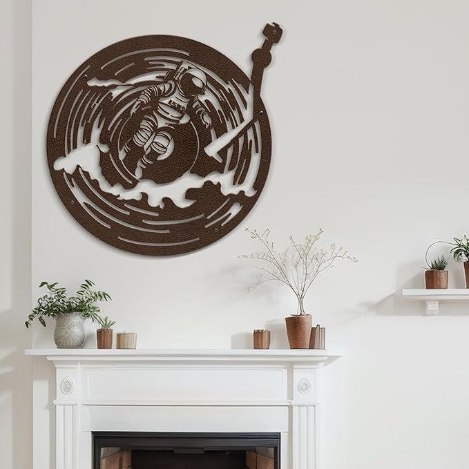 SIGNLEADER Metal Wall Art Decor Astronaut Modern Abstract Wall Sculpture Hangings Home Decoration for Living Room, Bedroom, Bathroom, Kitchen, Outdoor - 18" Bronze