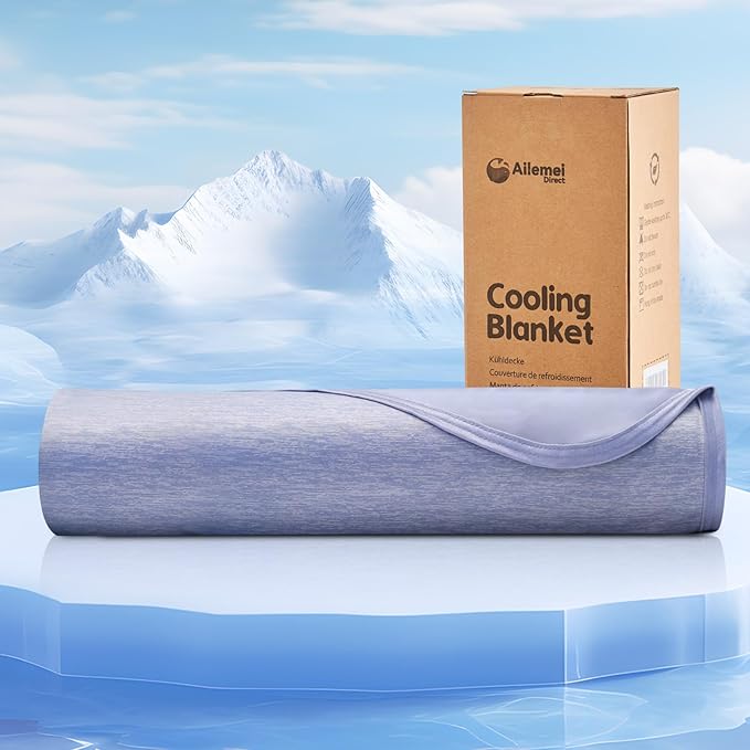 Ailemei Direct Cooling Throw Blanket for Couch, Double-Sided Summer Cooling Blankets for Hot Sleepers, Lightweight Ice Cool Blanket to Relieve Hot Flashes, Breathable Bed Cold Blankets for Sleeping