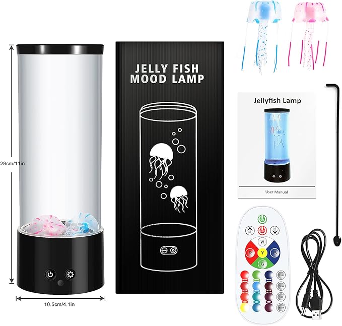 PEN&H Jellyfish Lamp,LED Jelly Fish Tank Lights,Sleep Aid Night Light -7 Color Changing LED Jellyfish Aquarium Mood Lamp for Home Office Desktop Decoration
