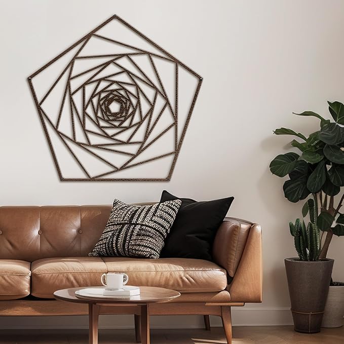 SIGNLEADER Metal Wall Decor Geometric Lines Rose Minimalist Modern Luxury Wall Sculpture Hangings 3D Statue Home Decoration for Living Room, Bedroom, Bathroom, Kitchen, Fireplace, Office - 18" Bronze
