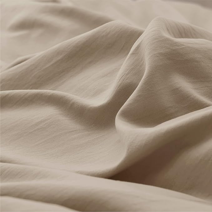 Bedsure Deep Beige Oversized King Duvet Cover - 3 Pieces Prewashed Cotton-Like Extra Soft Bedding Set, Includes 1 Duvet Cover 120x98 Inches with Zipper Closure & 2 Pillow Shams, Comforter Not Included
