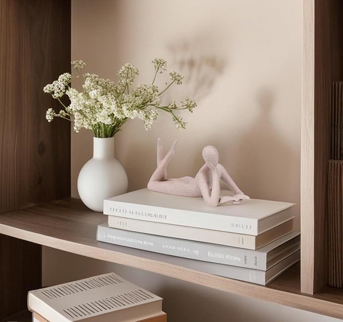 "Reading Woman Thinker Sculpture is a Modern Abstract Decorative Piece, a Favorite Among Book Lovers and Thinkers, Suitable for Placement in Living Rooms, Offices, and bedrooms. (Sandstone A)