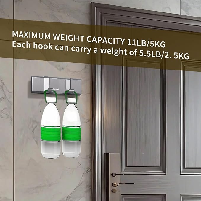 Wall Mount Folding Coat Hooks, Stainless Steel Hook Rack with 2 Foldable Space Saving Hooks Hanger for Entryway Bathroom Living room Bedroom