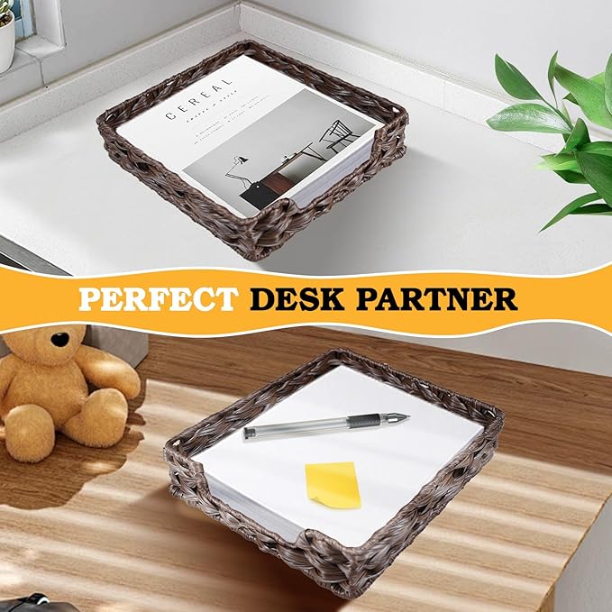 A4 File Tray Letter Desk Basket Paper Tray File Basket for Desk Organizer Letter Size Documents Trays for Office Toilet Tank Organizer-Brown