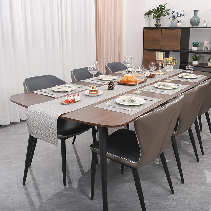 Myir JUN Placemats Set of 4, Vinyl Woven Placemats Place Mats Indoor Set of 4 Washable Table Mats Non-Slip Place mats for Dining Table (Silver, Set of 4)