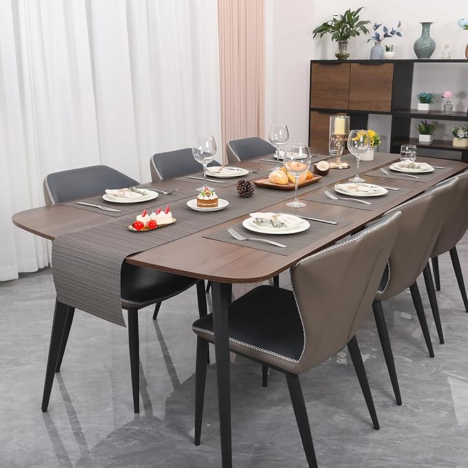 Myir JUN Placemats Set of 8, Vinyl Woven Placemats Place Mats Indoor Set of 8 Washable Table Mats Non-Slip Place mats for Dining Table (Dark Gray, Set of 8)